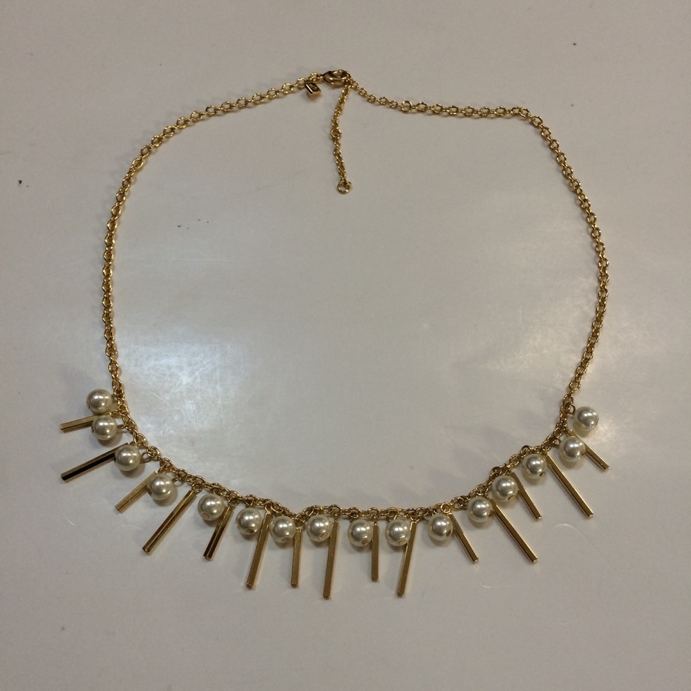 Rebecca Minkoff Gold Fringe Pearl Charm Necklace